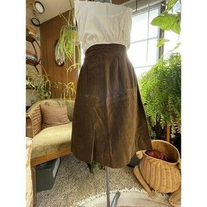 Vintage 1950s White Stag Brown Corduroy Knee Length 24in W Girls Skirt